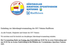 Jahreshauptversammlung SSV Naturns Raiffeisen 2018