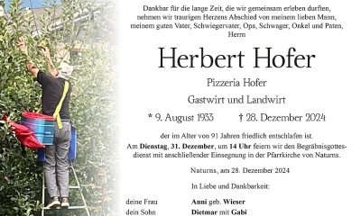Wir trauern mit Familie Hofer