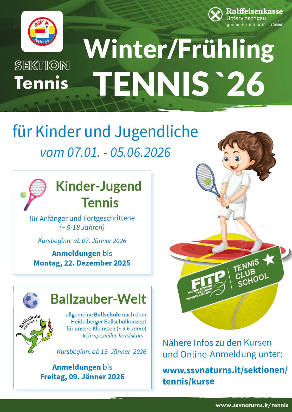 Winter Frühling Tennis 2026 grün